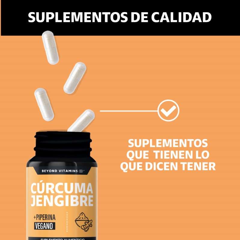 Foto 5 pulgar | Suplemento Alimenticio Beyond Vitamins  Cúrcuma, Jengibre Con Pimienta Negra 60 Cápsulas