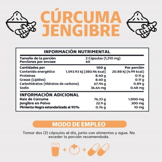 Foto 6 | Suplemento Alimenticio Beyond Vitamins Cúrcuma, Jengibre Con Pimienta Negra 60 Cápsulas