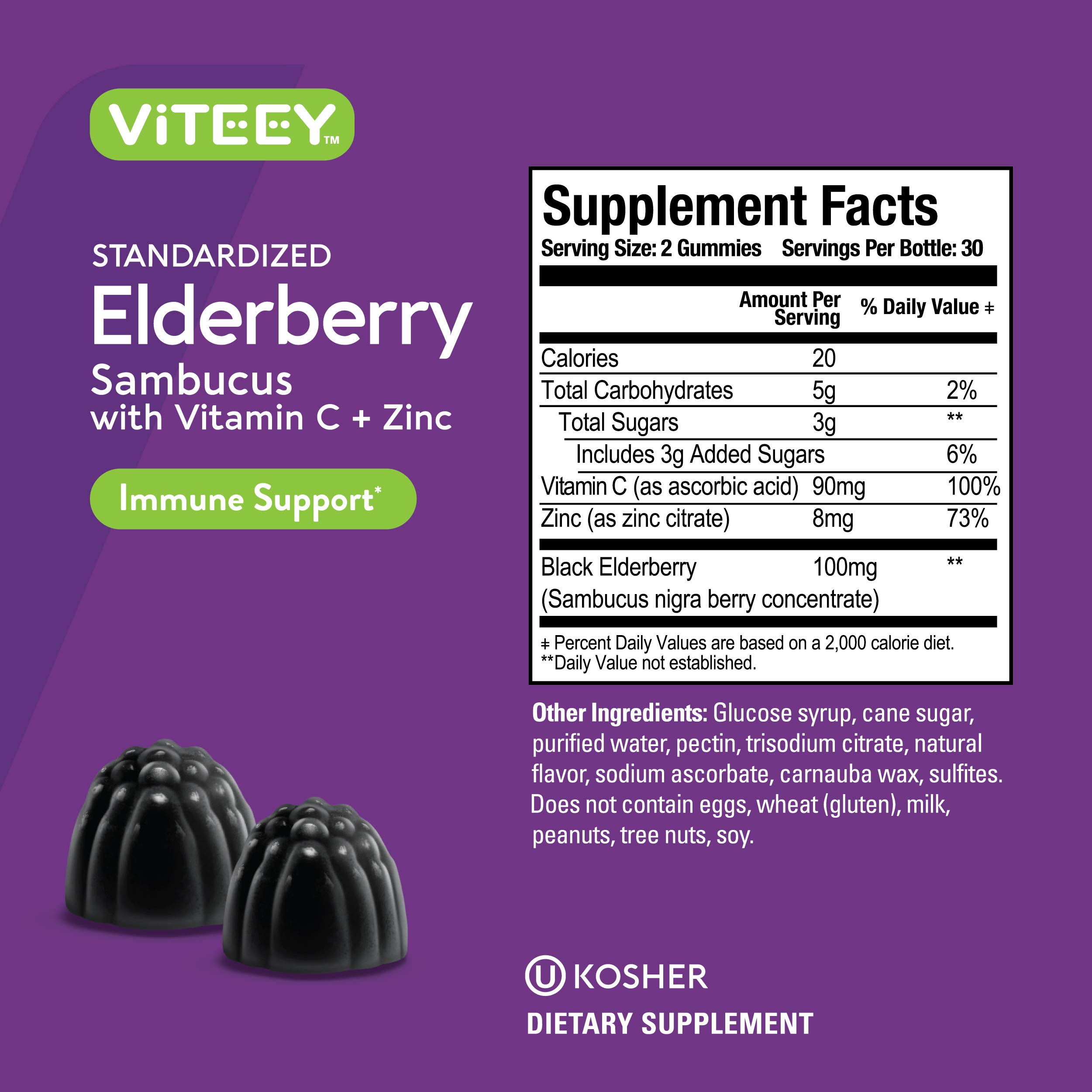 Foto 5 pulgar | Complemente Las Gomitas de Saúco Viteey Sambucus con Zinc y Vitamina C - Venta Internacional