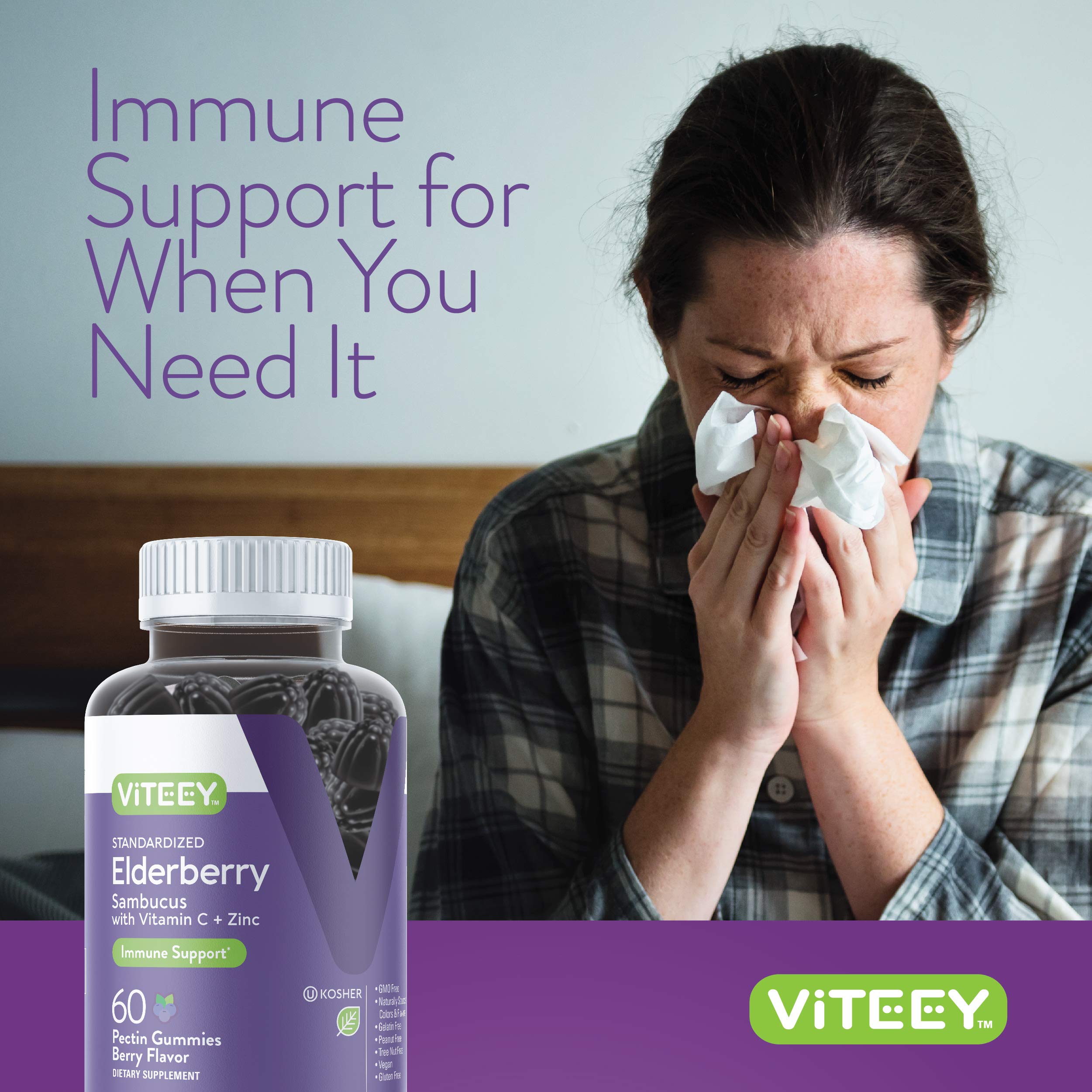 Foto 7 pulgar | Complemente Las Gomitas de Saúco Viteey Sambucus con Zinc y Vitamina C - Venta Internacional