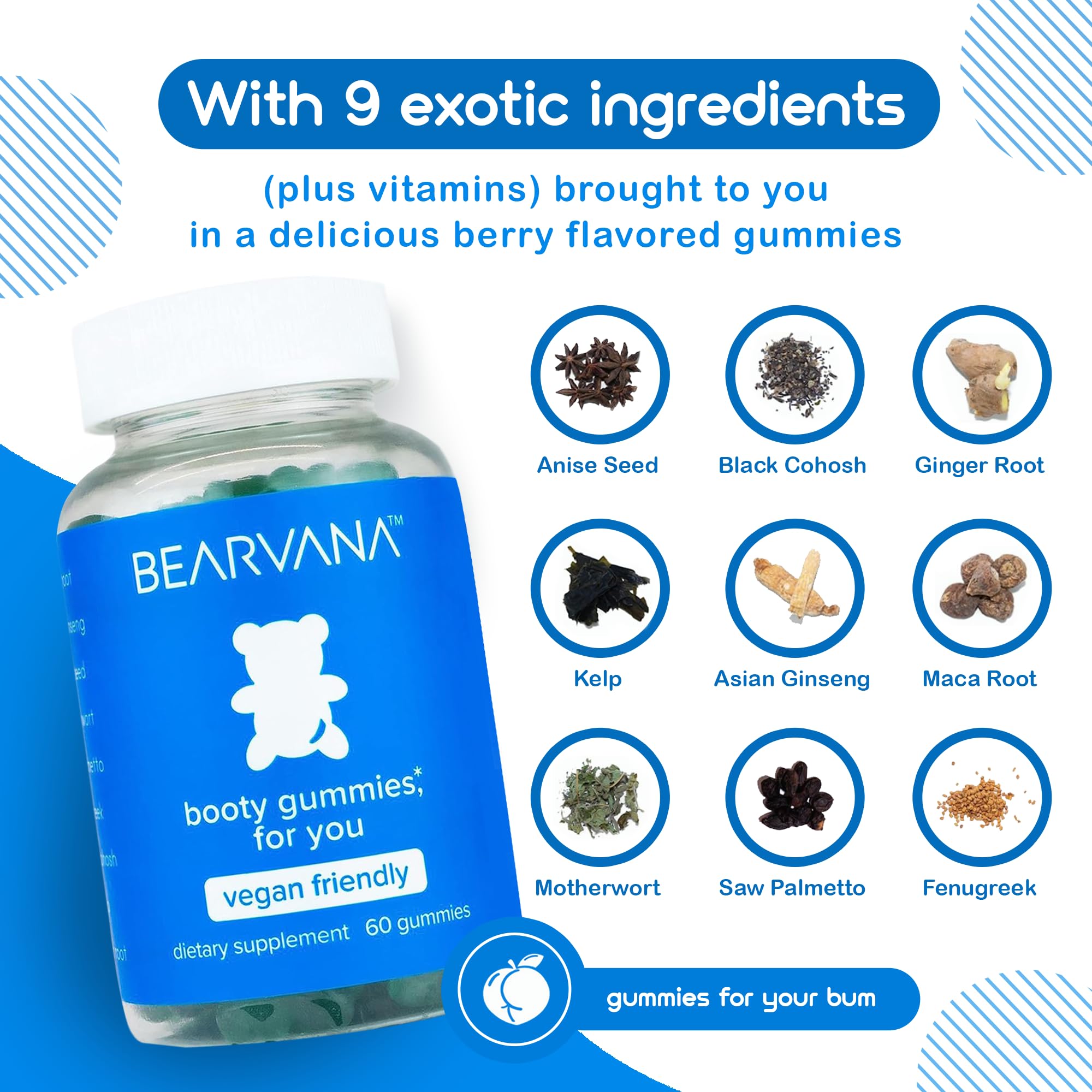Foto 7 pulgar | Gomitas Bearvana Bum Support 60 Unidades para Mujer - Venta Internacional