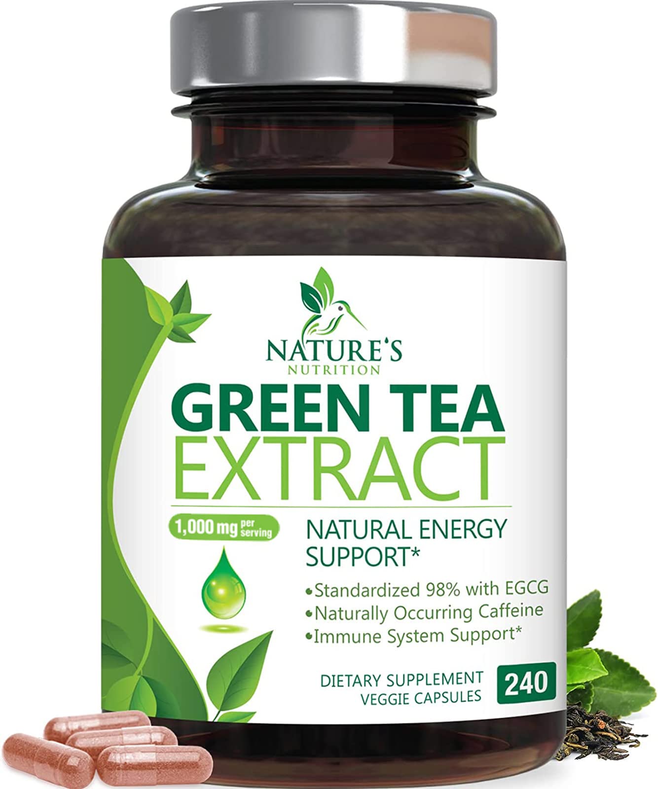 Foto 2 pulgar | Suplemento de Extracto de Té Verde Nature's Nutrition 1000 mg - Venta Internacional
