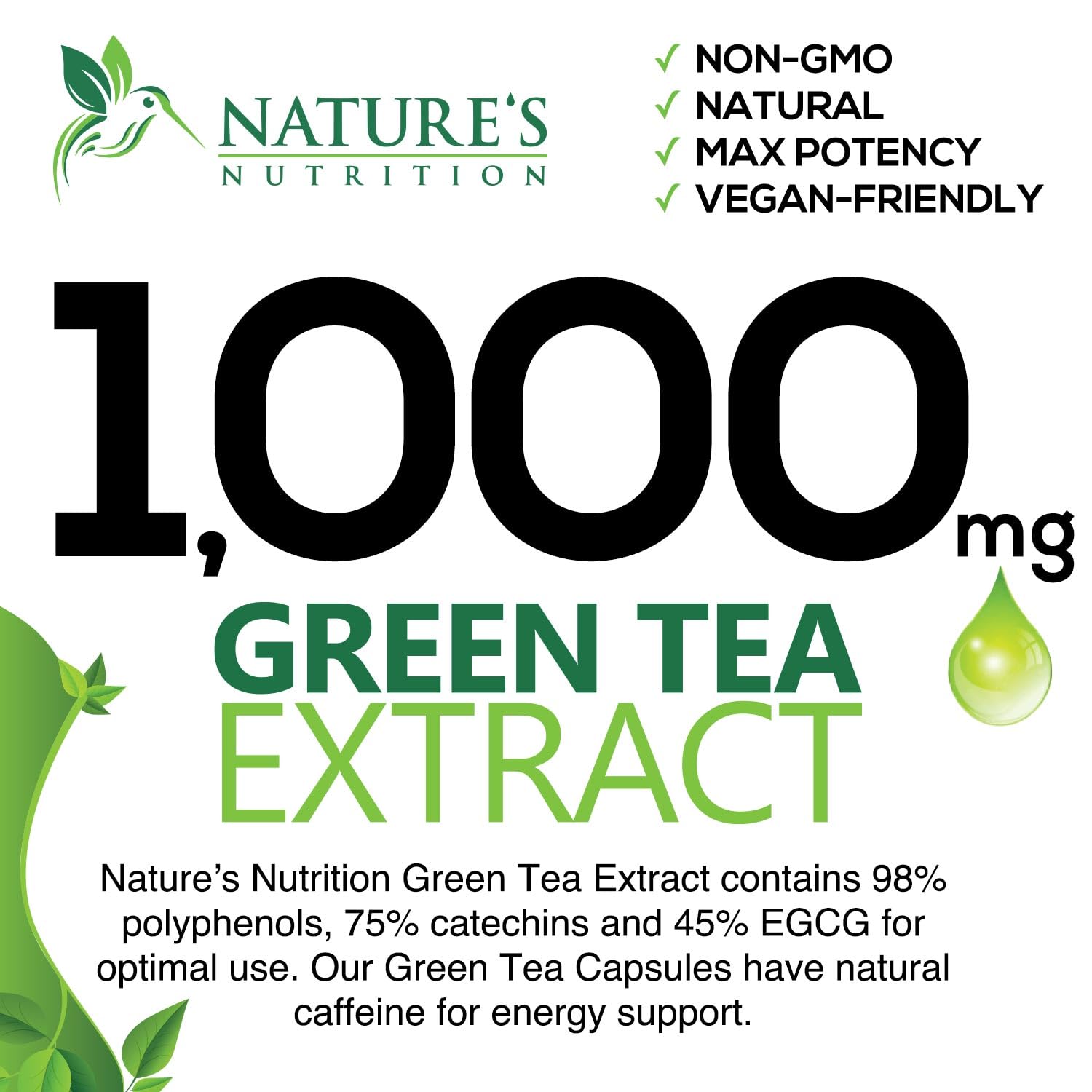 Foto 4 pulgar | Suplemento de Extracto de Té Verde Nature's Nutrition 1000 mg - Venta Internacional