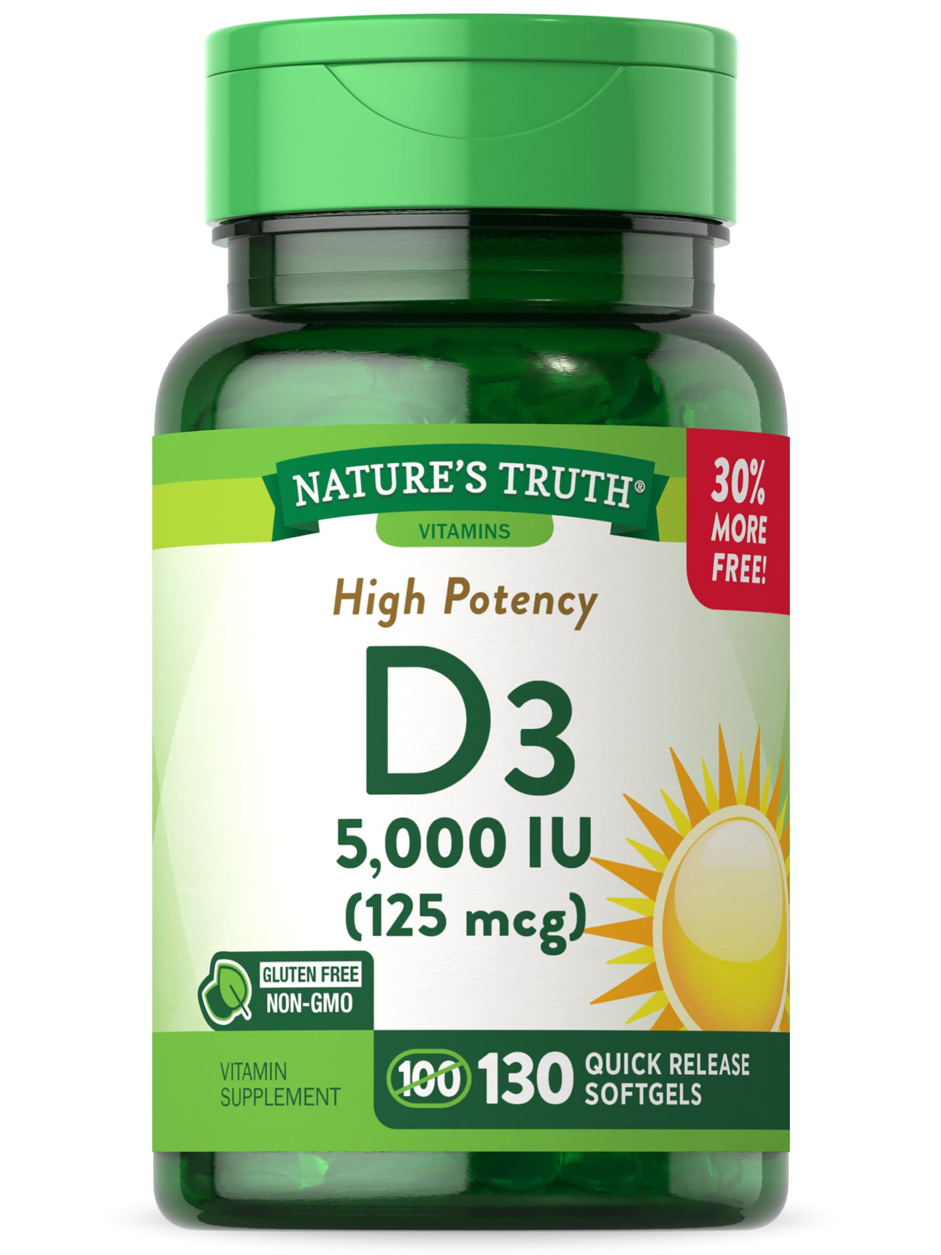 Foto 2 pulgar | Suplemento de Vitamina D3 Nature's Truth 5000 Ui 130 Cápsulas Blandas - Venta Internacional