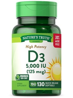 Foto 1 | Suplemento de Vitamina D3 Nature's Truth 5000 Ui 130 Cápsulas Blandas - Venta Internacional