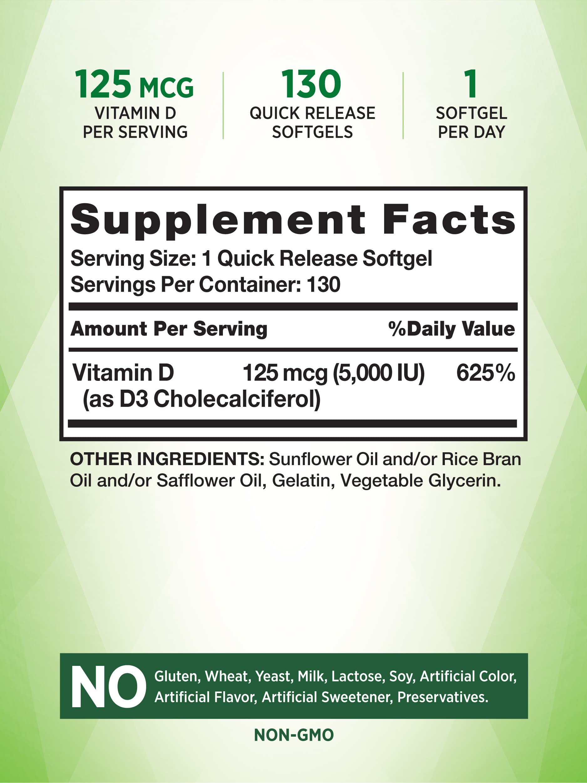 Foto 3 pulgar | Suplemento de Vitamina D3 Nature's Truth 5000 Ui 130 Cápsulas Blandas - Venta Internacional