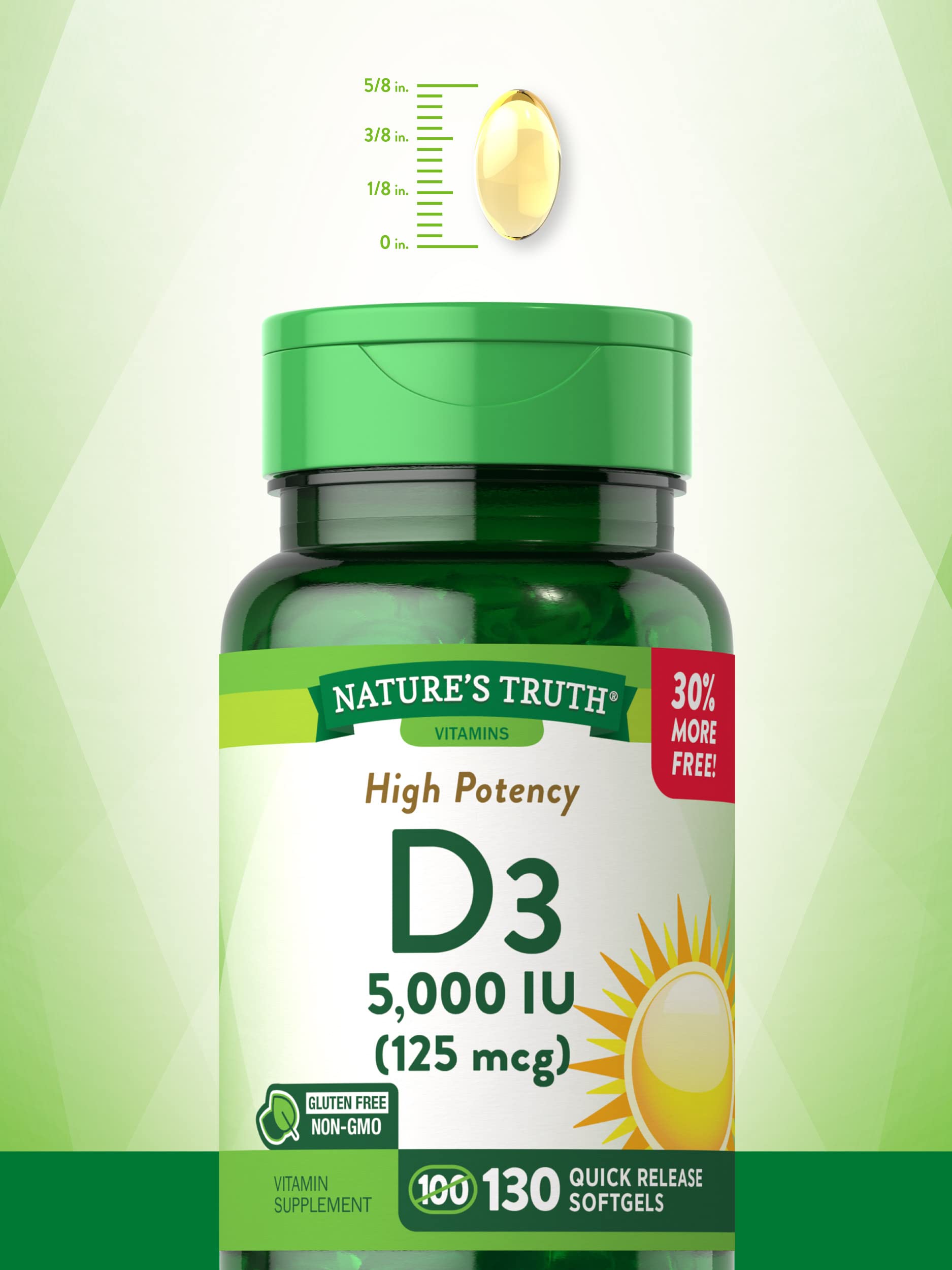 Foto 6 pulgar | Suplemento de Vitamina D3 Nature's Truth 5000 Ui 130 Cápsulas Blandas - Venta Internacional