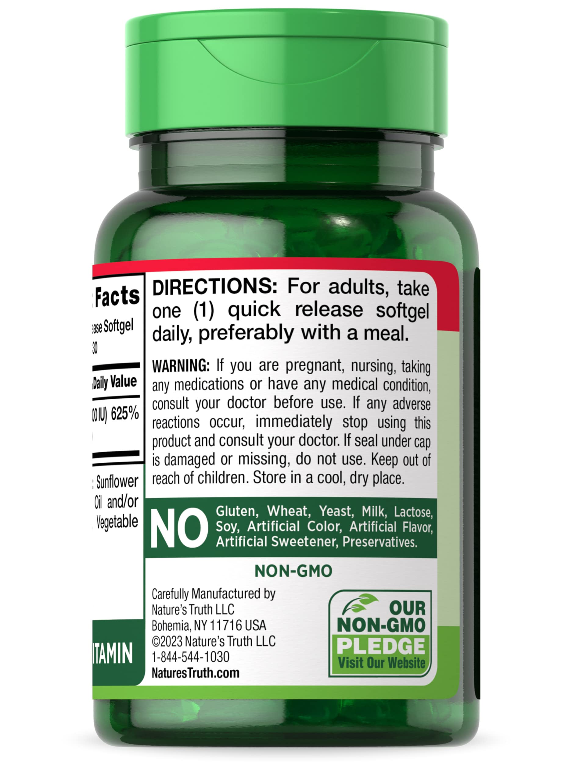 Foto 7 | Suplemento de Vitamina D3 Nature's Truth 5000 Ui 130 Cápsulas Blandas - Venta Internacional