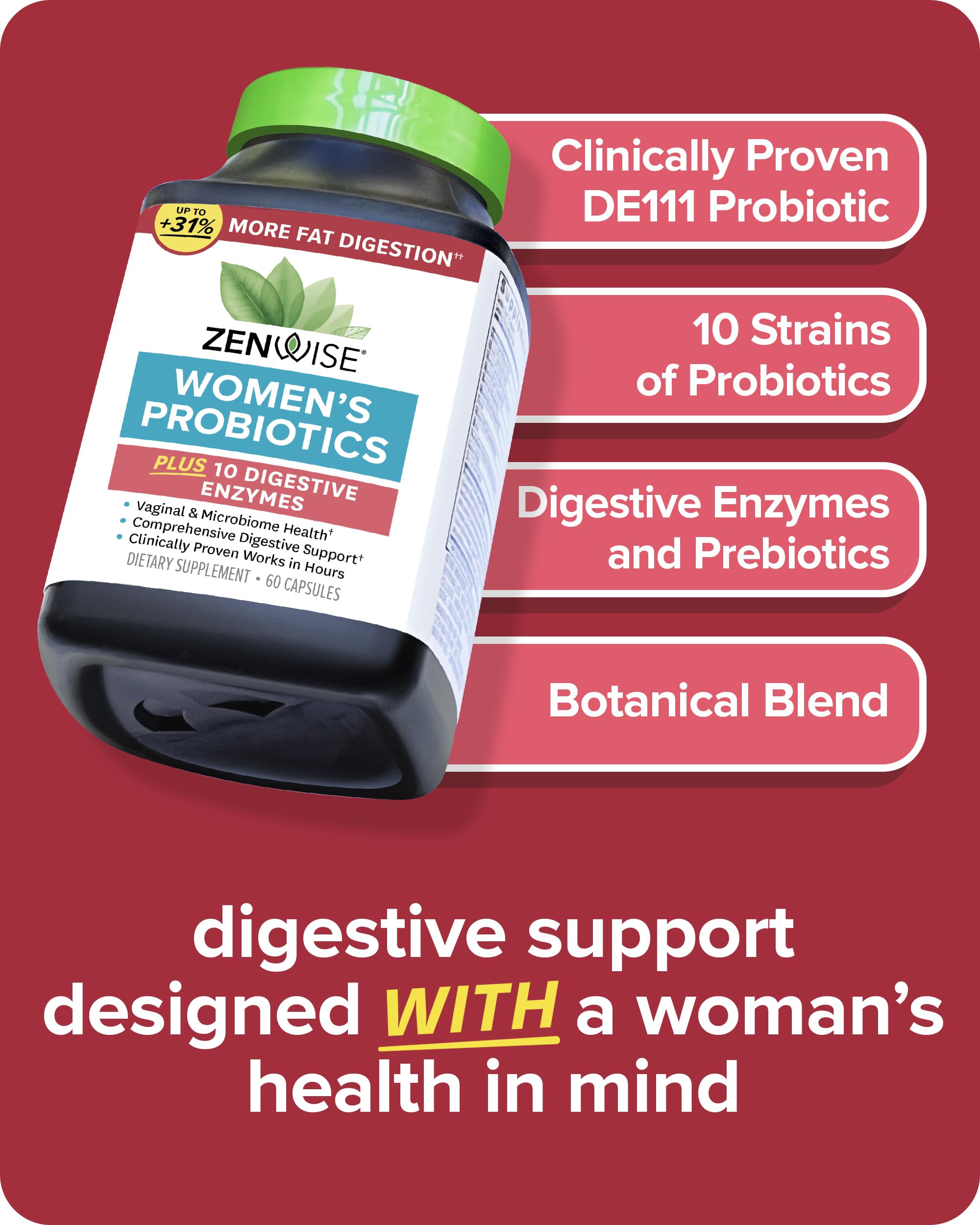 Foto 3 pulgar | Suplemento Zenwise Health Probiotics para Mujeres 60 Cápsulas - Venta Internacional