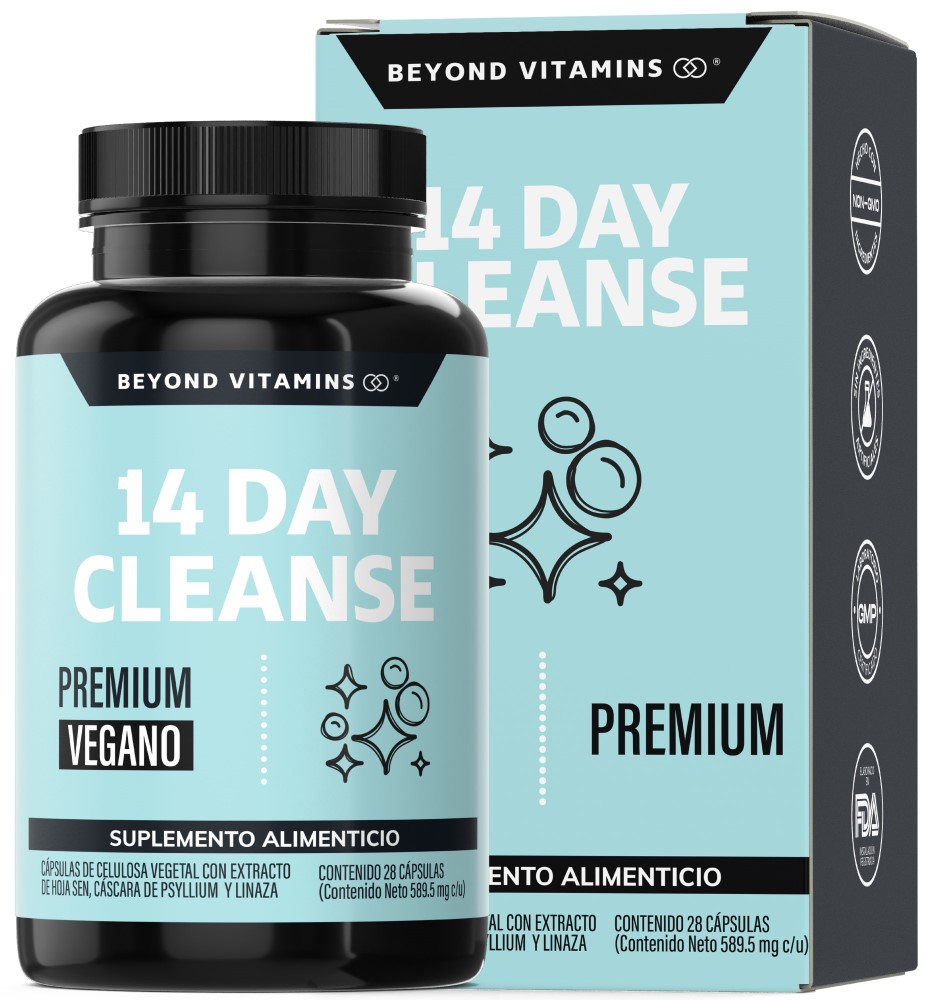 Suplemento Alimenticio Beyond Vitamins 14 Day Cleanse Cascara Sagrada, Psyllium Husk, Hoja Sen & Probióticos 28 Cápsul