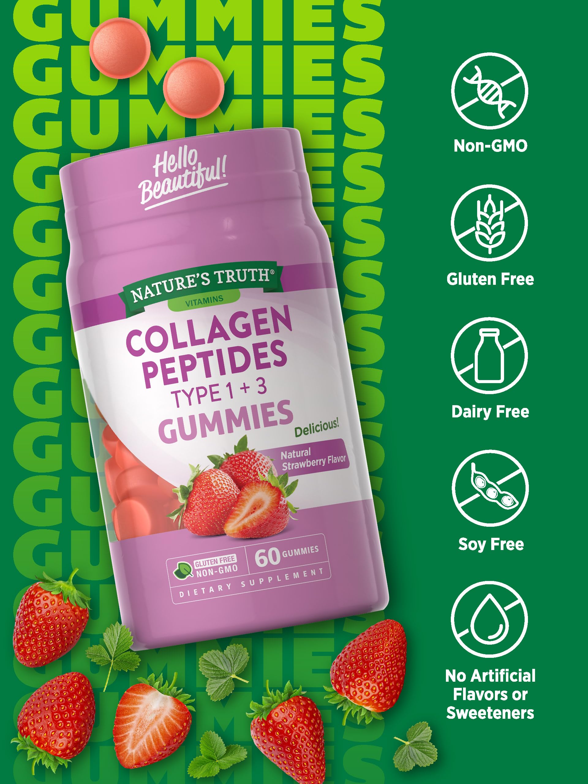 Foto 4 pulgar | Suplemento de Gomitas de Colágeno Tipo 1 y 3 Nature's Truth para Mujer 60 Gomitas - Venta Internacional