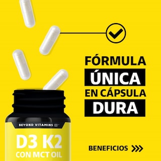 Foto 2 | Suplemento Alimenticio Vitamina D3, Vitamina K2 Y Mct Beyond Vitamins 60 Cápsulas