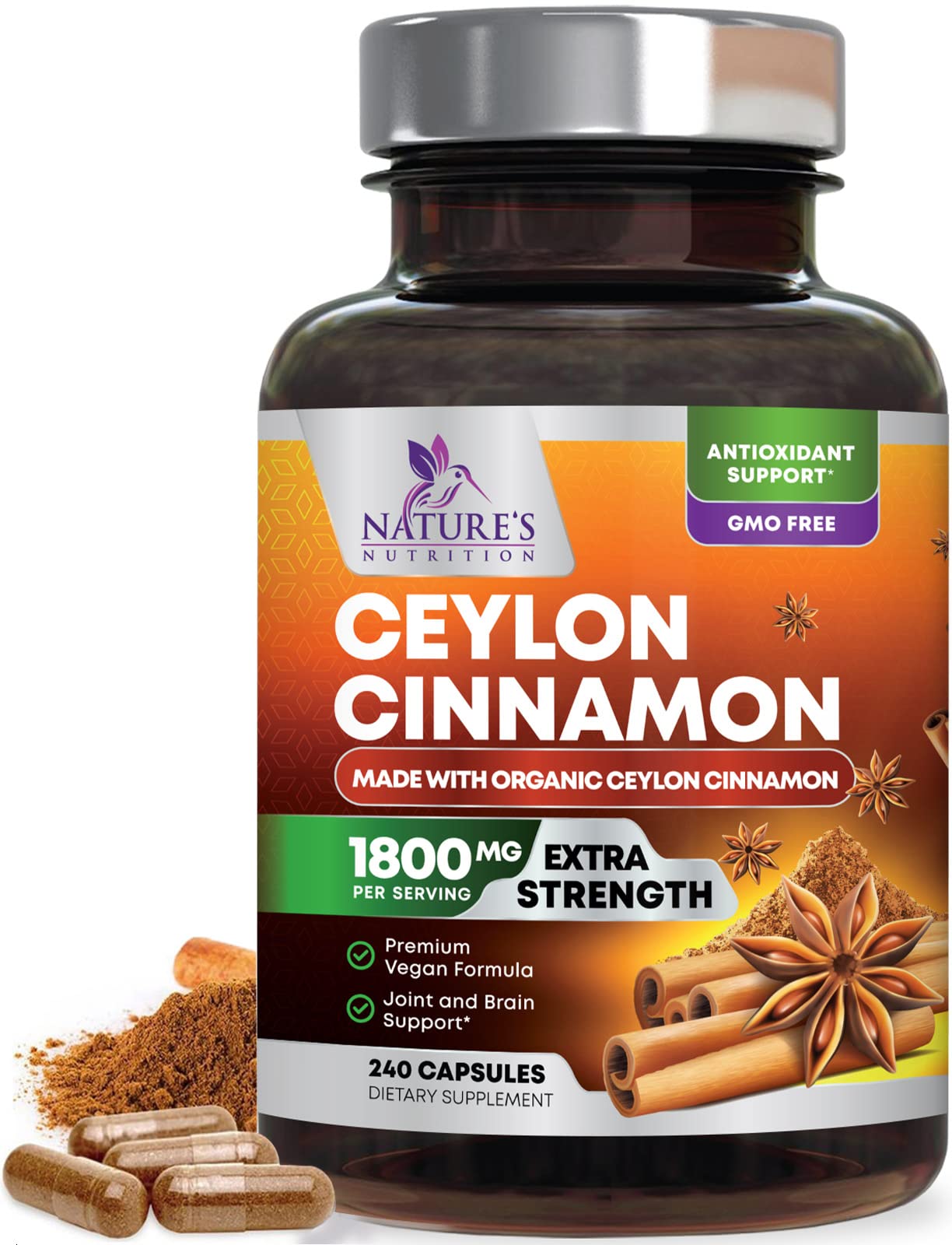 Foto 2 pulgar | Suplemento Nature's Nutrition con Canela de Ceilán 240 Cápsulas - Venta Internacional
