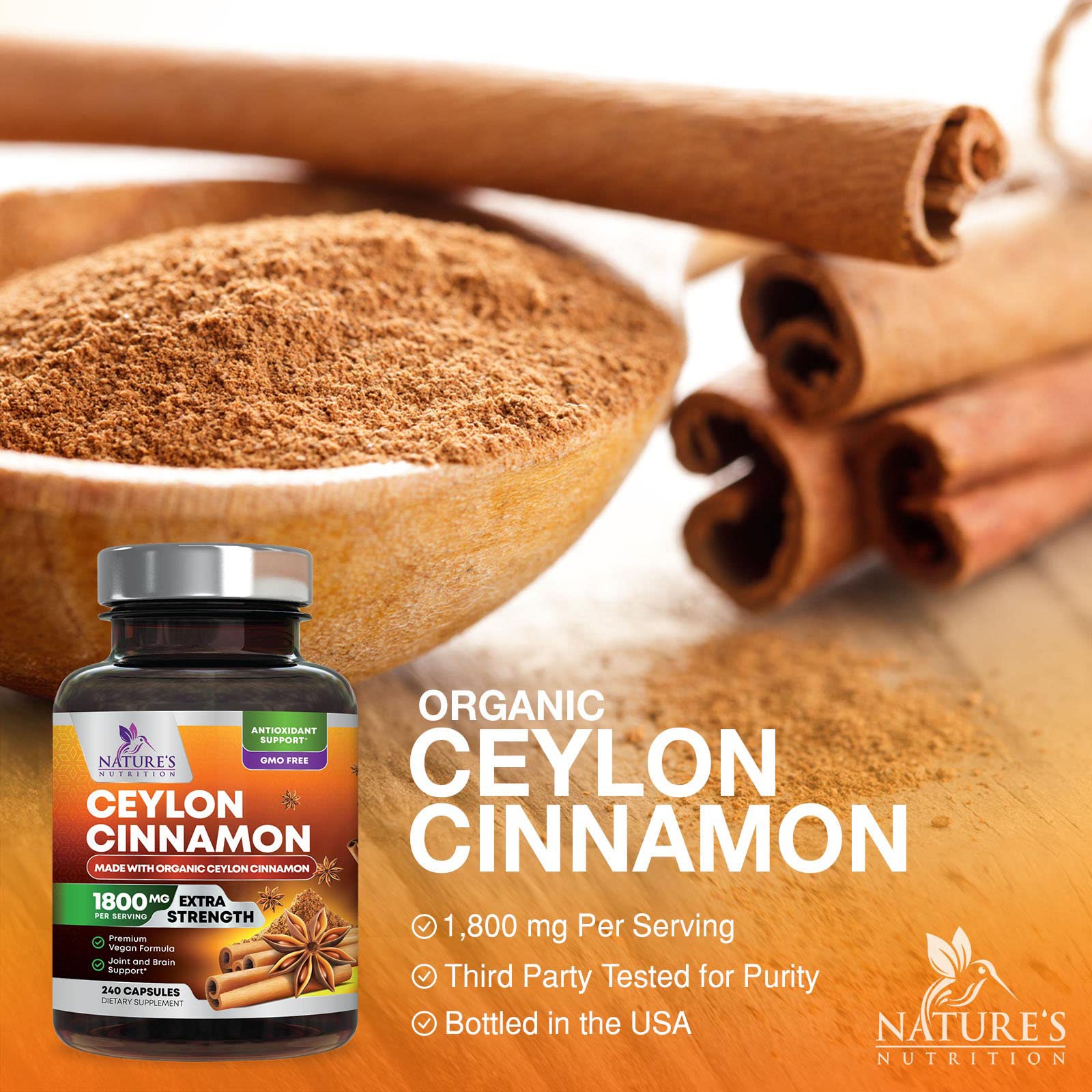 Foto 4 pulgar | Suplemento Nature's Nutrition con Canela de Ceilán 240 Cápsulas - Venta Internacional
