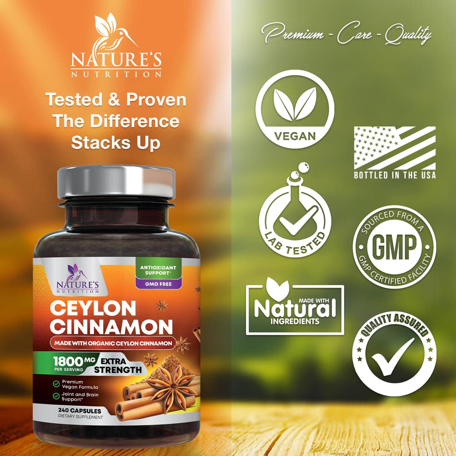 Foto 5 pulgar | Suplemento Nature's Nutrition con Canela de Ceilán 240 Cápsulas - Venta Internacional