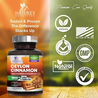 Foto 4 | Suplemento Nature's Nutrition con Canela de Ceilán 240 Cápsulas - Venta Internacional