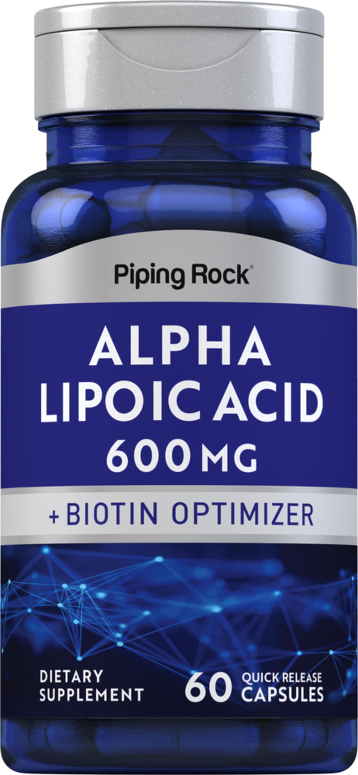 Foto 2 pulgar | Suplemento de Ácido Alfa Lipoico Piping Rock 600 Mg con Biotina 60 Cápsulas - Venta Internacional