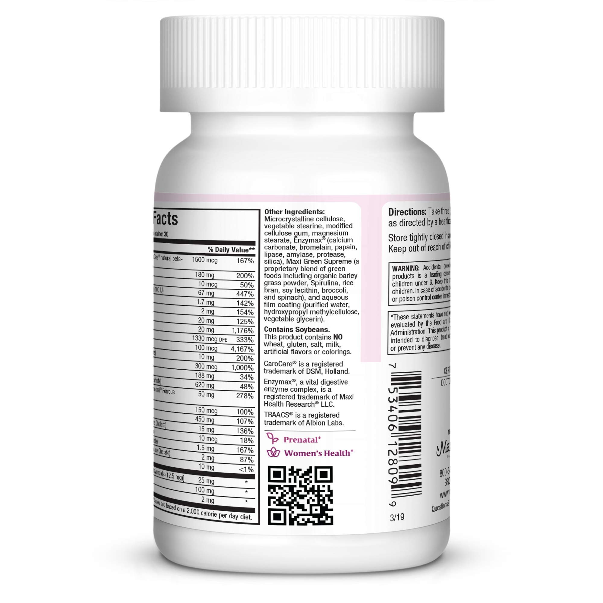 Foto 3 | Suplemento Maxi Health Maxi Prenatal 90 Comprimidos - Venta Internacional