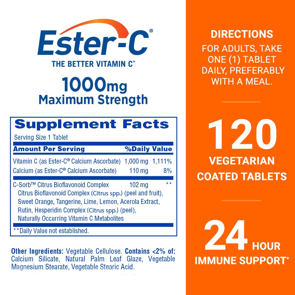 Foto 2 | Suplemento Ester-c de Vitamina C 1000 Mg, Tabletas Recubiertas 120 Unidades - Venta Internacional