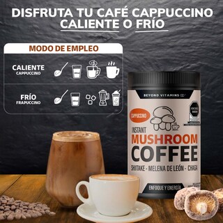 Foto 7 | Suplemento Alimenticio Beyond Vitamins Cafe Soluble Capuccino Con Hongos, Melena De Leon, Chaga Y Shiitake 256.5 Mg