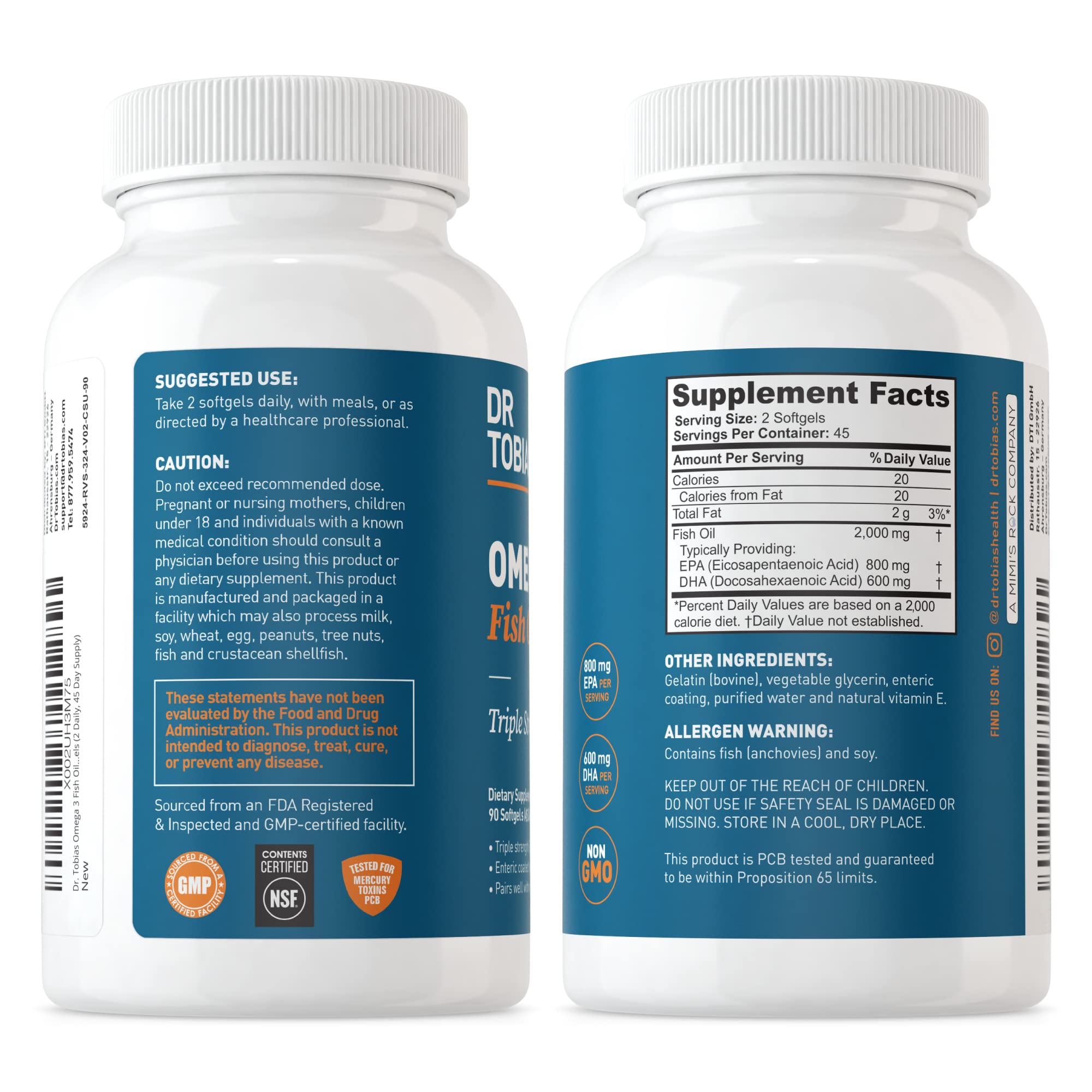 Foto 7 | Suplemento Dr. Tobias Aceite de Pescado Omega 3 Triple Concentración - Venta Internacional