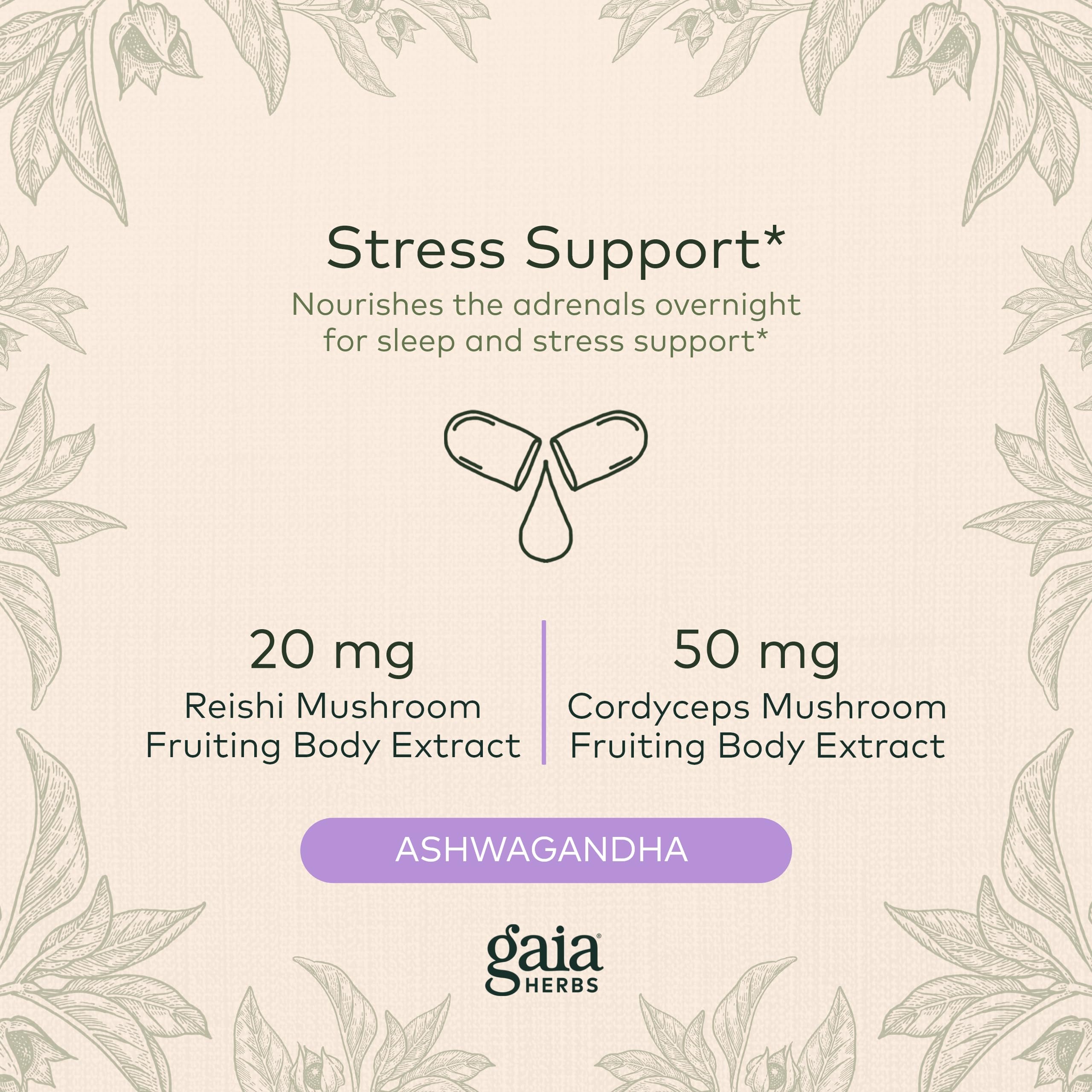 Foto 4 pulgar | Suplemento Gaia Herbs Adrenal Health Nightly Restore 60 Cápsulas - Venta Internacional