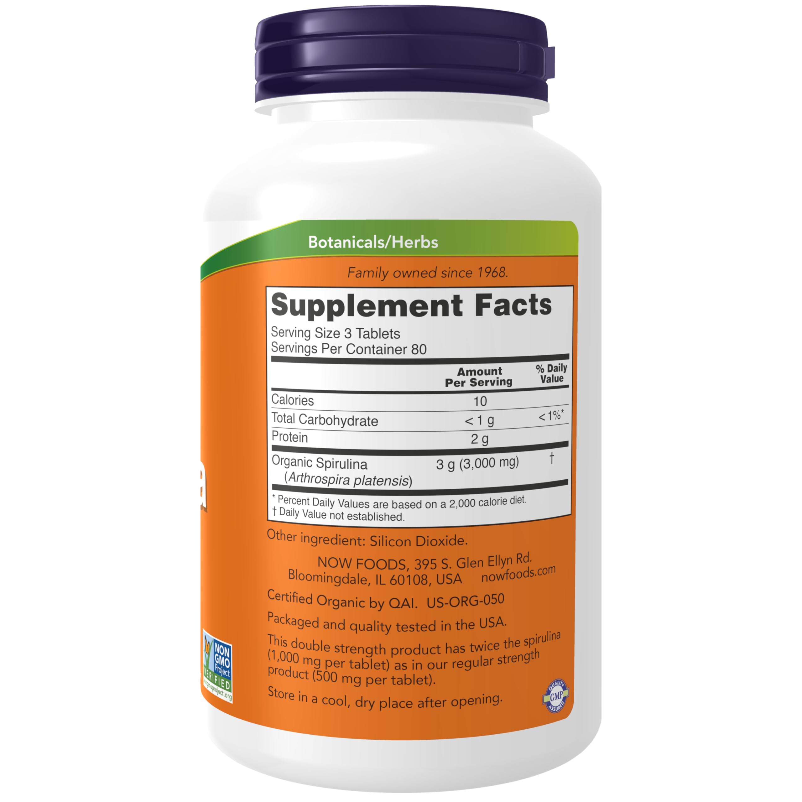 Foto 3 pulgar | Suplemento Now Spirulina Double Strength 1000 mg 240 Tabletas - Venta Internacional