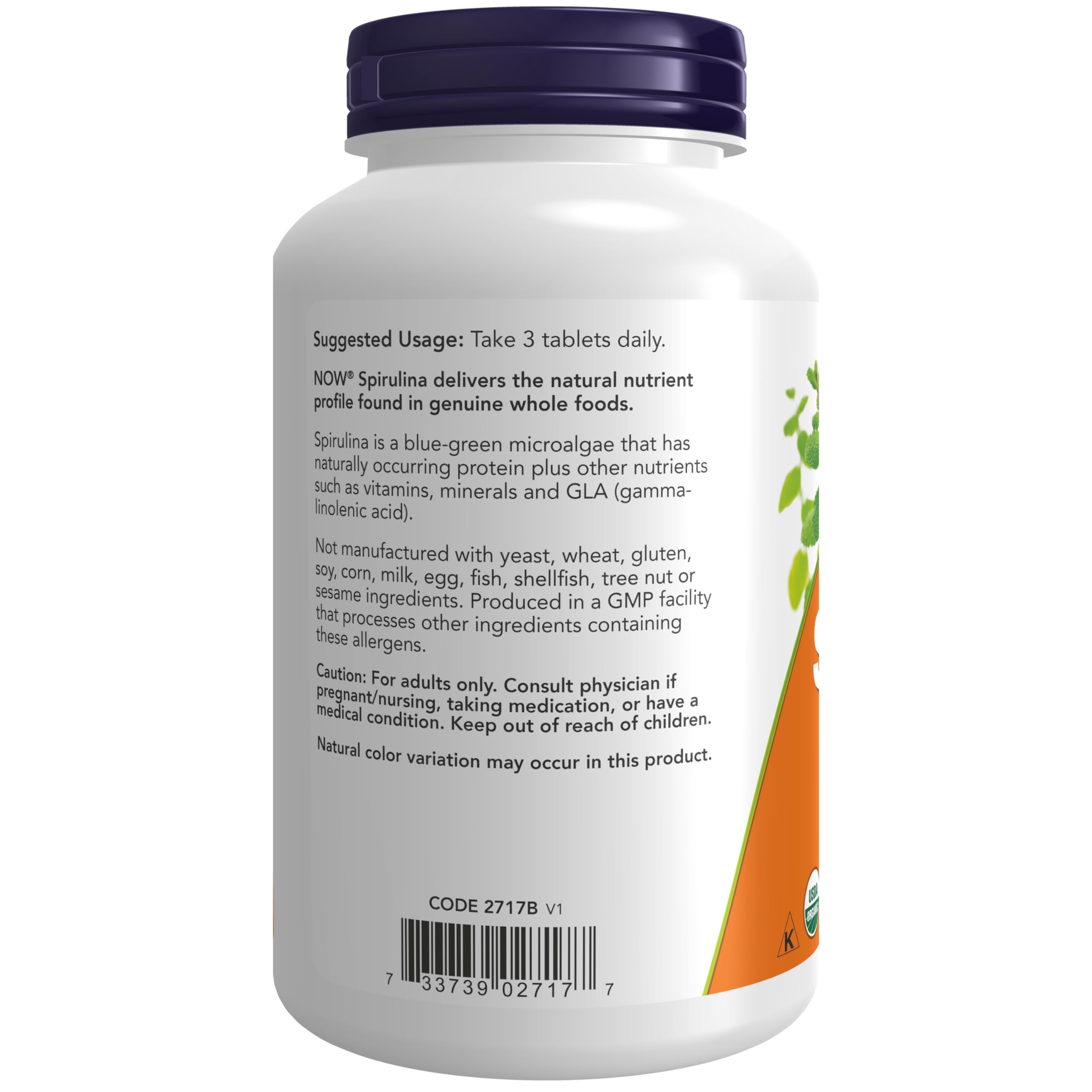 Foto 4 pulgar | Suplemento Now Spirulina Double Strength 1000 mg 240 Tabletas - Venta Internacional