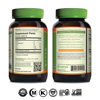 Foto 2 | Suplemento Nutrex Hawaii Pure Hawaii Spirulina Hawaiana 500 Mg 200 Tabletas - Venta Internacional