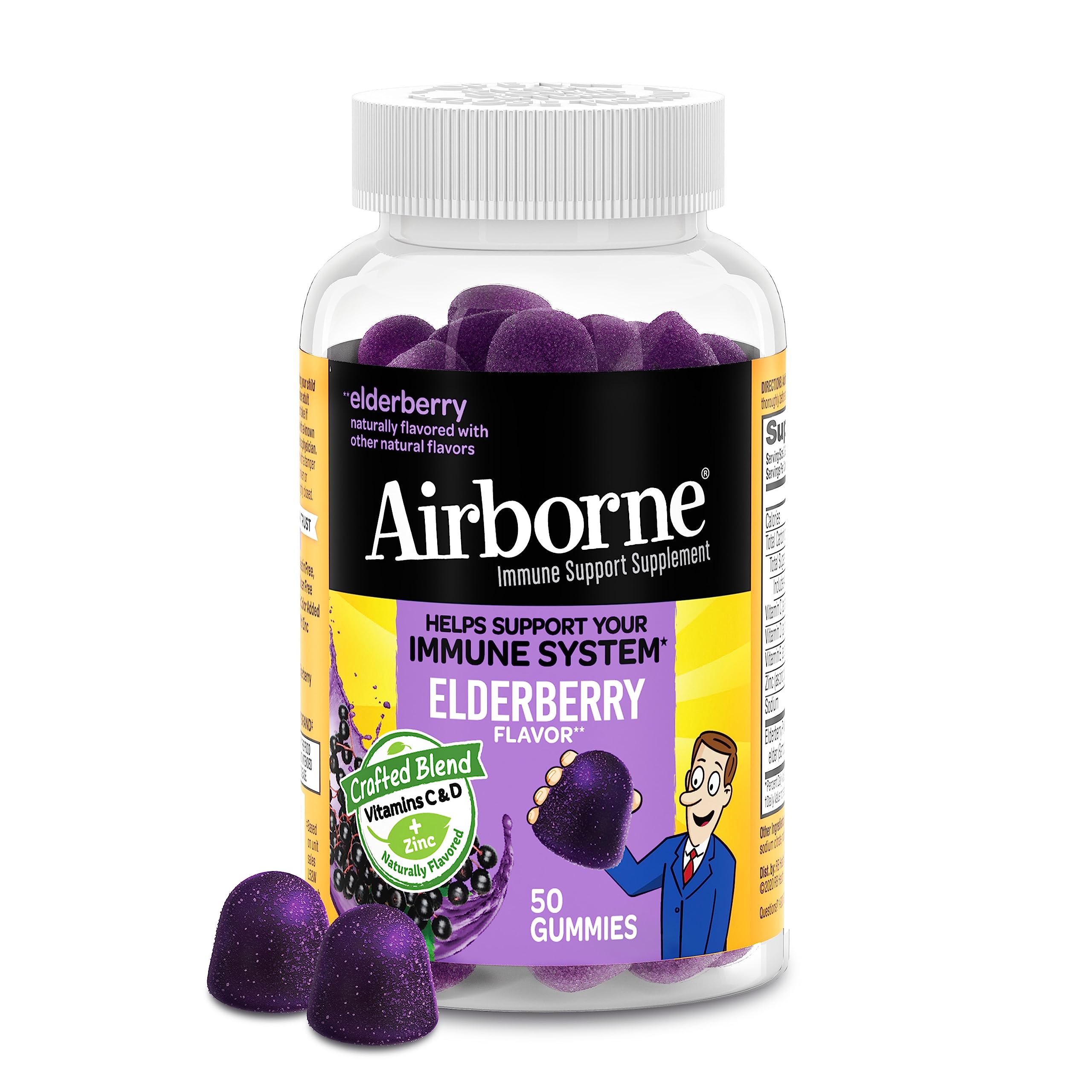 Foto 2 pulgar | Gomitas Airborne Elderberry Zinc y Vitamina C  50 G para Adultos - Venta Internacional