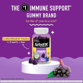 Foto 2 | Gomitas Airborne Elderberry Zinc y Vitamina C 50 G para Adultos - Venta Internacional
