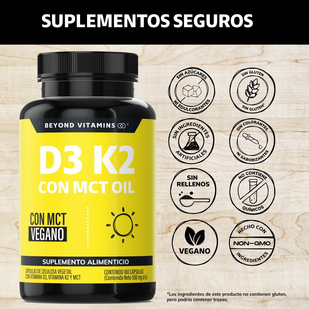 Foto 3 pulgar | Suplemento Alimenticio Vitamina D3, Vitamina K2 Y Mct Beyond Vitamins 180 Cápsulas