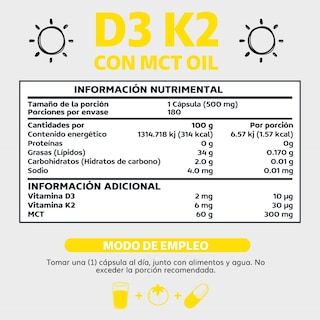 Foto 3 | Suplemento Alimenticio Vitamina D3, Vitamina K2 Y Mct Beyond Vitamins 180 Cápsulas
