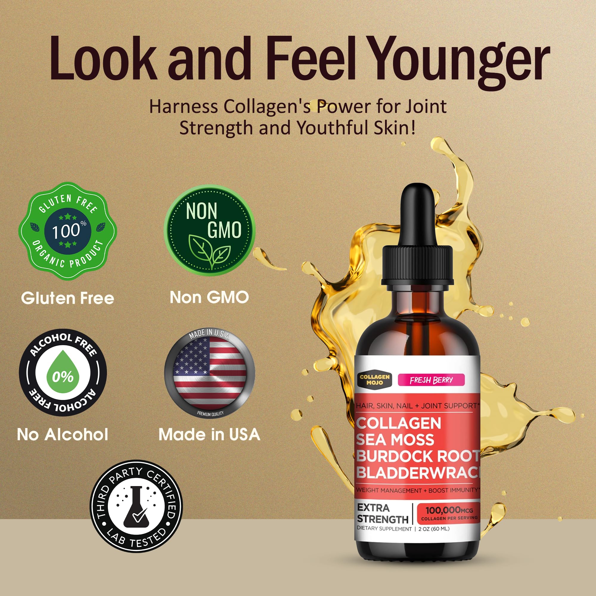 Foto 5 pulgar | Suplemento Collagen Mojo Liquid 60 Ml Con Musgo Marino Y Péptidos - Venta Internacional