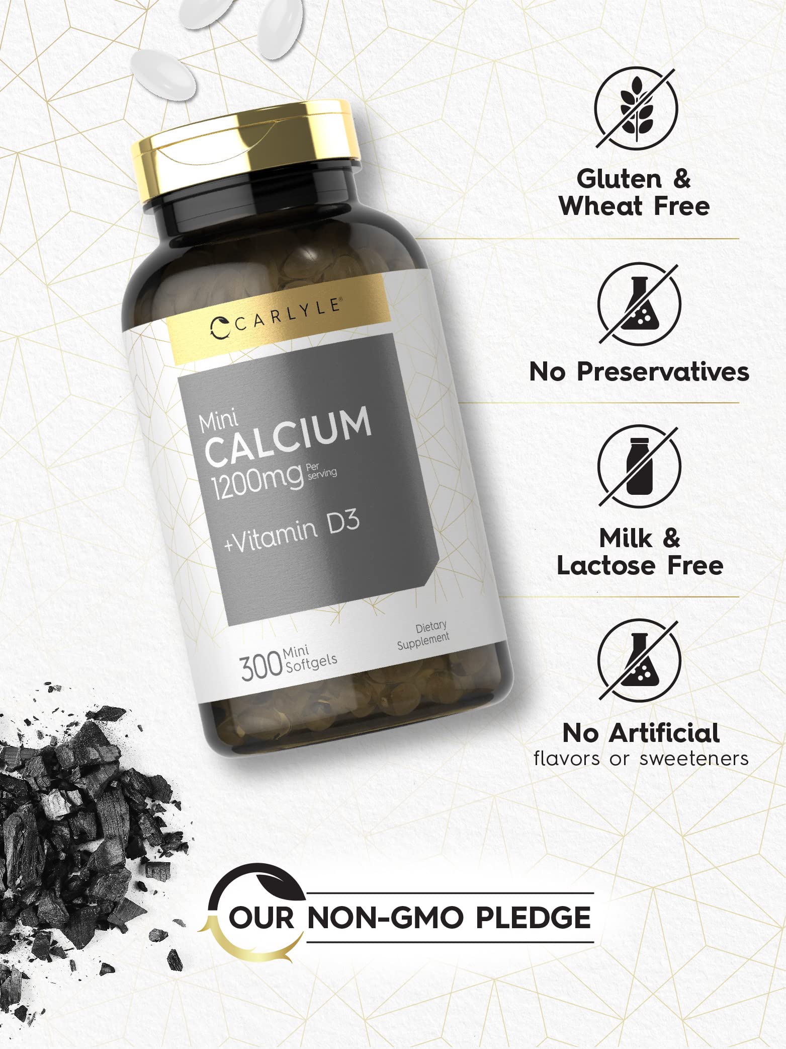 Foto 5 pulgar | Suplemento Carlyle Calcium 1200 mg con Vitamina D3 300 Cápsulas Blandas - Venta Internacional