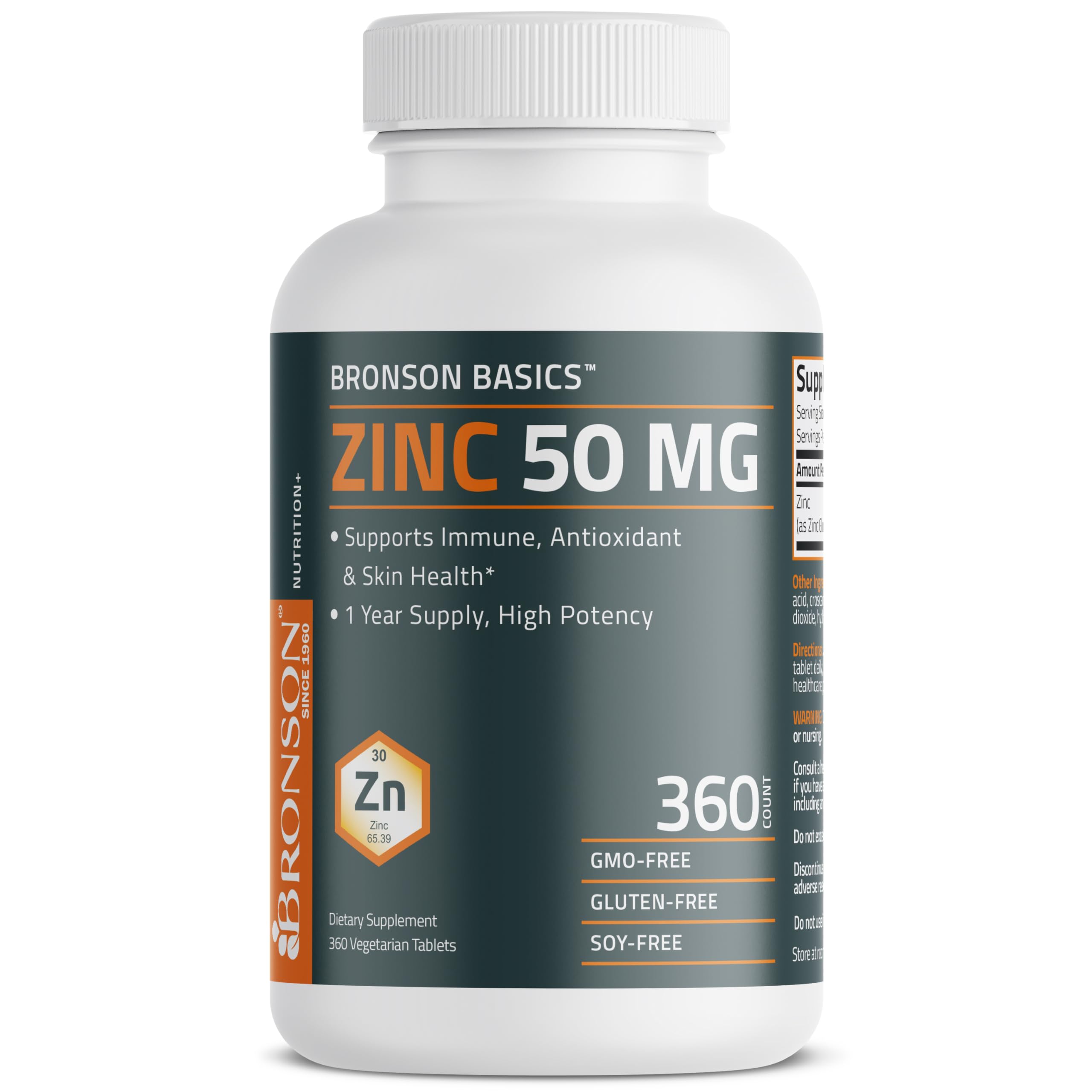 Foto 6 pulgar | Suplemento Bronson Zinc 50 Mg de Alta Potencia 360 Comprimidos - Venta Internacional