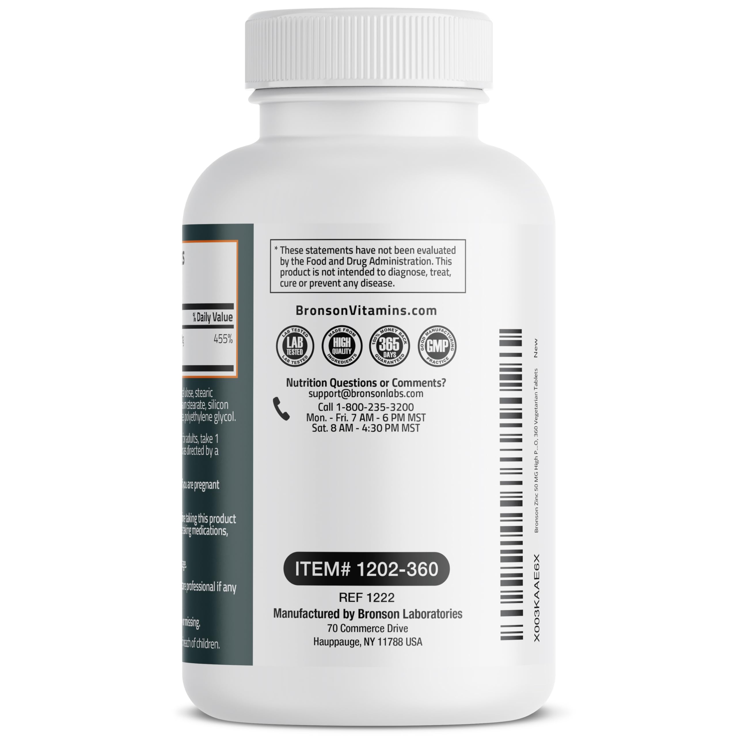 Foto 8 pulgar | Suplemento Bronson Zinc 50 Mg de Alta Potencia 360 Comprimidos - Venta Internacional