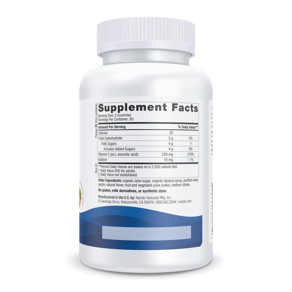 Foto 5 pulgar | Gomitas de Vitamina C Nordic Naturals Tarta de Mandarina 250 mg 120 gomitas - Venta Internacional