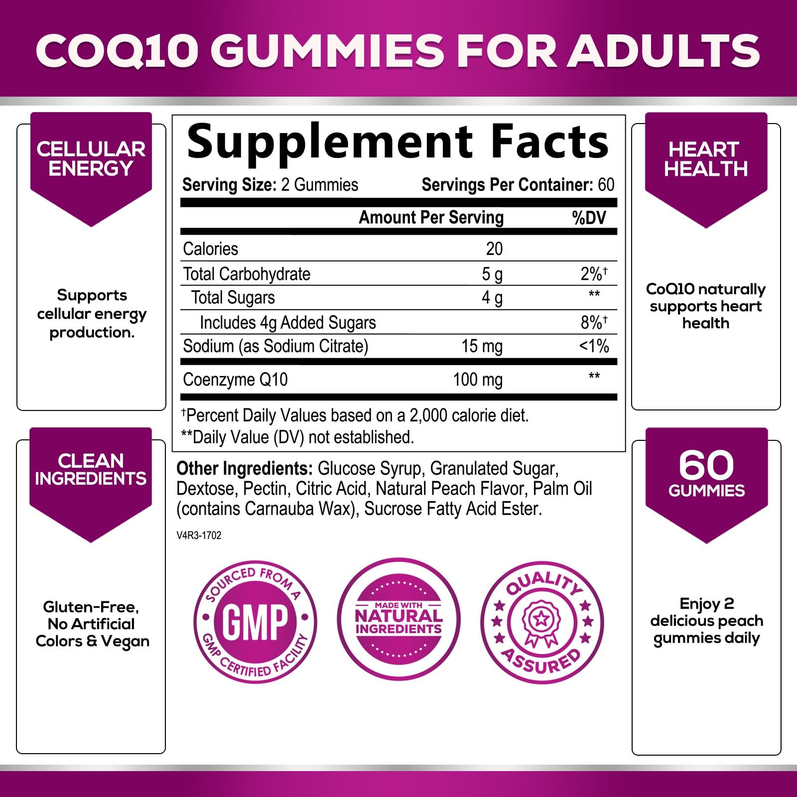 Foto 3 pulgar | Gomitas CoQ10 Nature's Nutrition 100 mg 120 Gomitas - Venta Internacional