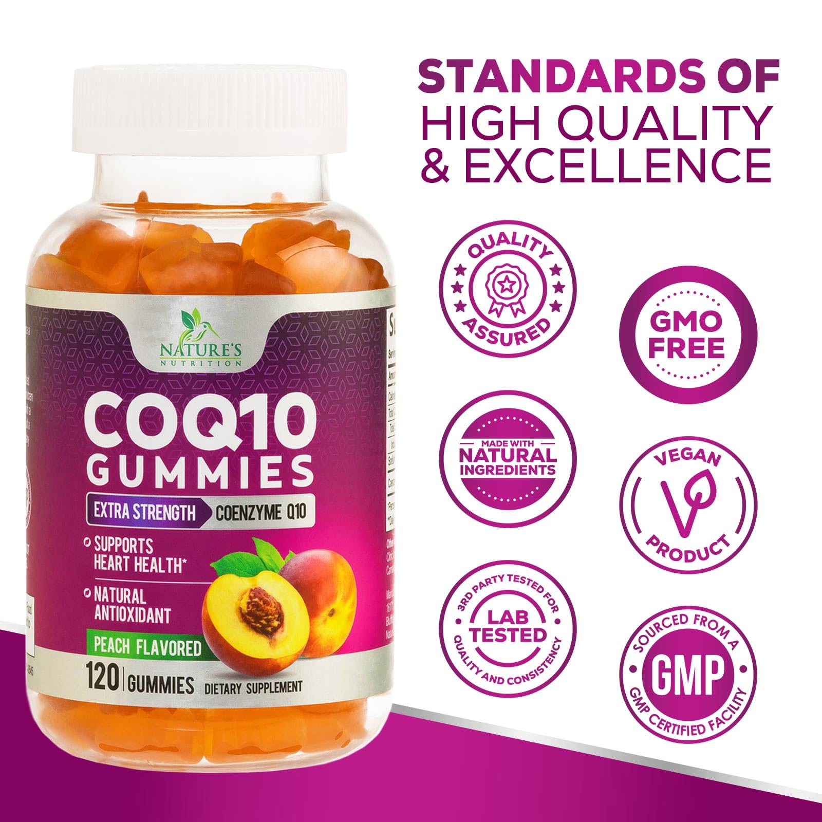 Foto 5 pulgar | Gomitas CoQ10 Nature's Nutrition 100 mg 120 Gomitas - Venta Internacional