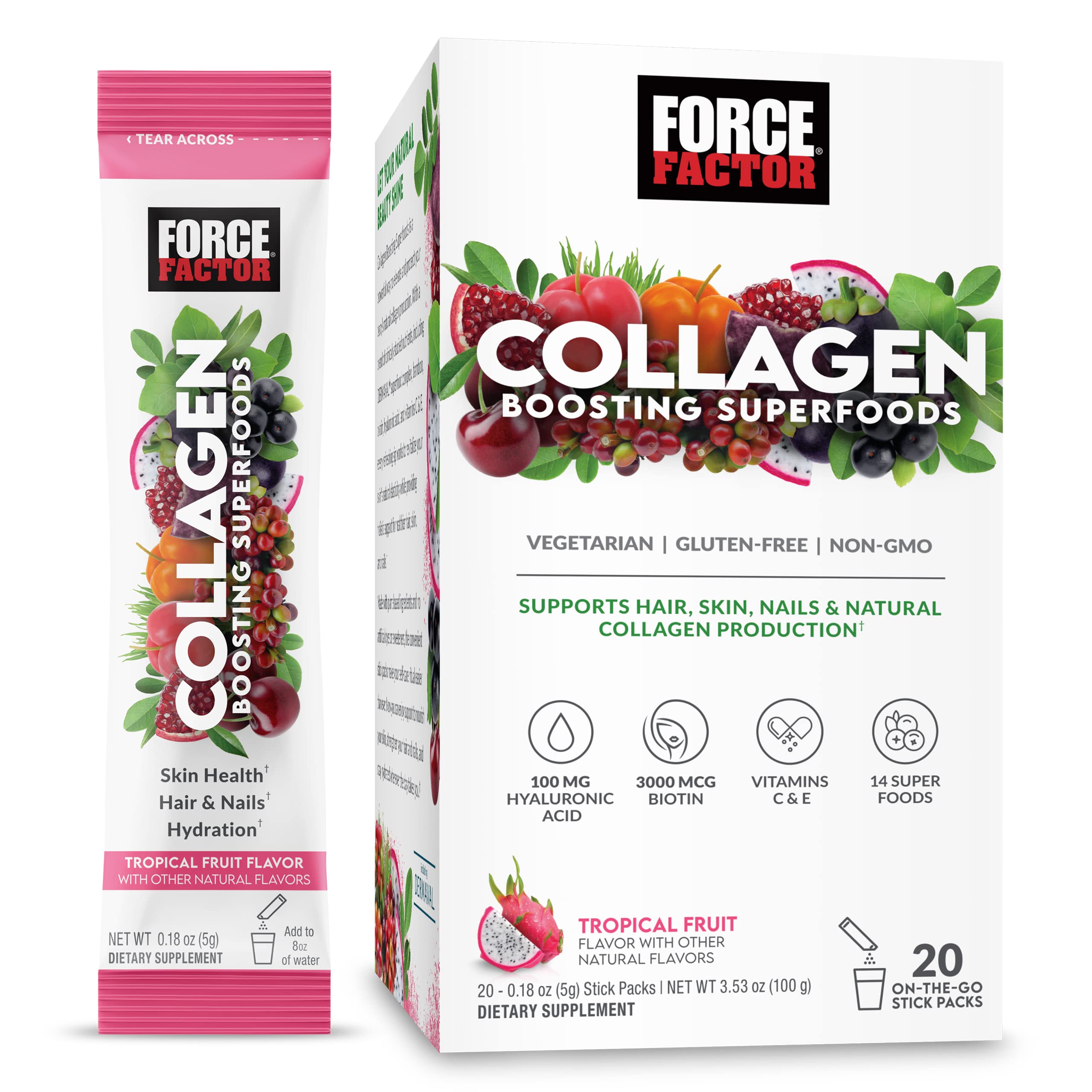 Suplemento Force Factor Colágeno 20 Paquetes-Venta Internacional