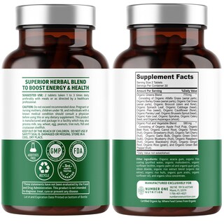 Foto 2 | Suplemento Number One Nutrition N1N Premium Organic 1 Frasco de 60 Tabletas - Venta Internacional
