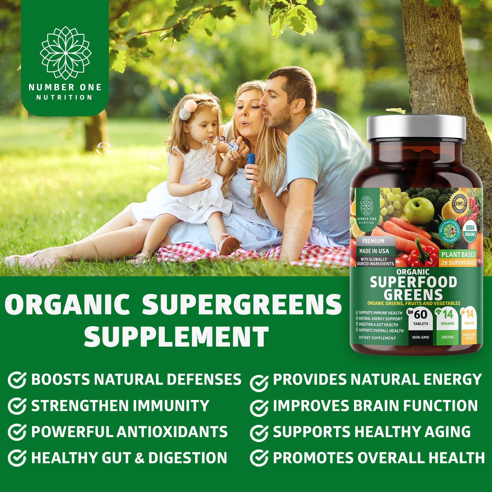 Foto 4 pulgar | Suplemento Number One Nutrition N1N Premium Organic 1 Frasco de 60 Tabletas - Venta Internacional