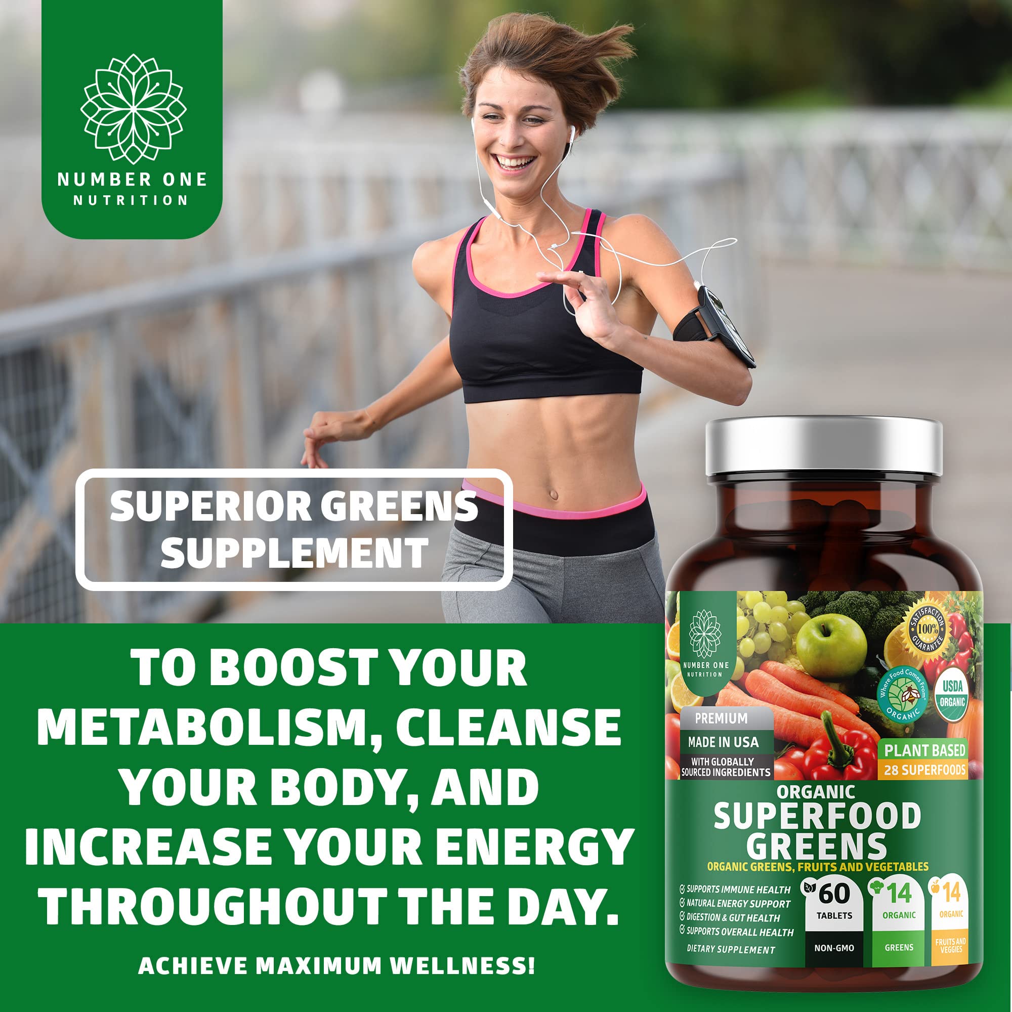 Foto 5 pulgar | Suplemento Number One Nutrition N1N Premium Organic 1 Frasco de 60 Tabletas - Venta Internacional