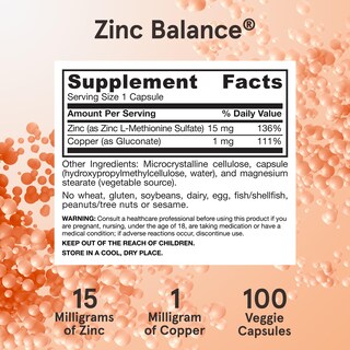 Foto 6 | Suplemento Jarrow Formulas Zinc Balance de 15 Mg con Cobre 100 Porciones - Venta Internacional