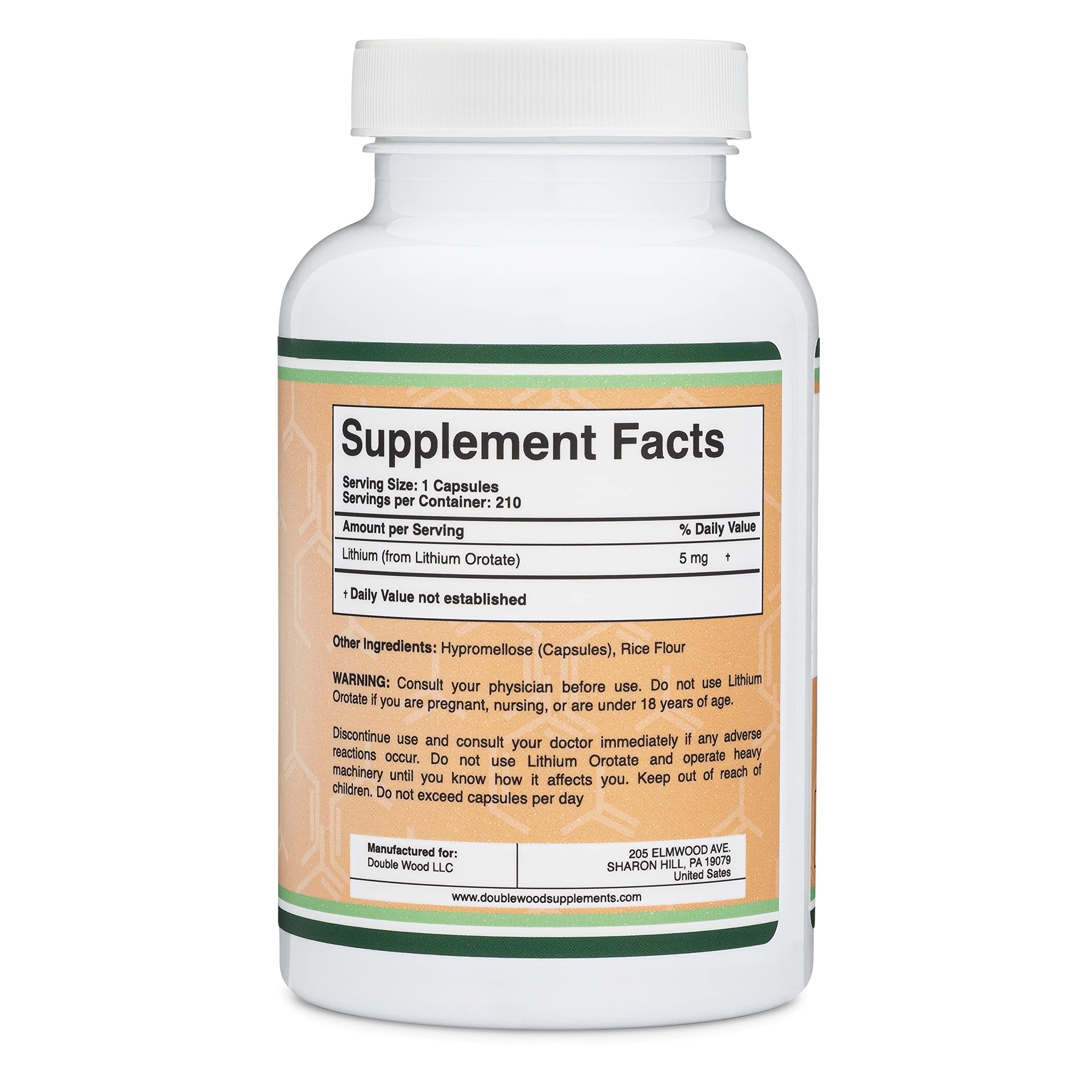 Foto 3 pulgar | Suplemento Double Wood Supplements Orotato de Litio 210 Cápsulas-Venta Internacional