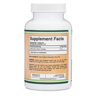 Foto 2 | Suplemento Double Wood Supplements Orotato de Litio 210 Cápsulas-Venta Internacional
