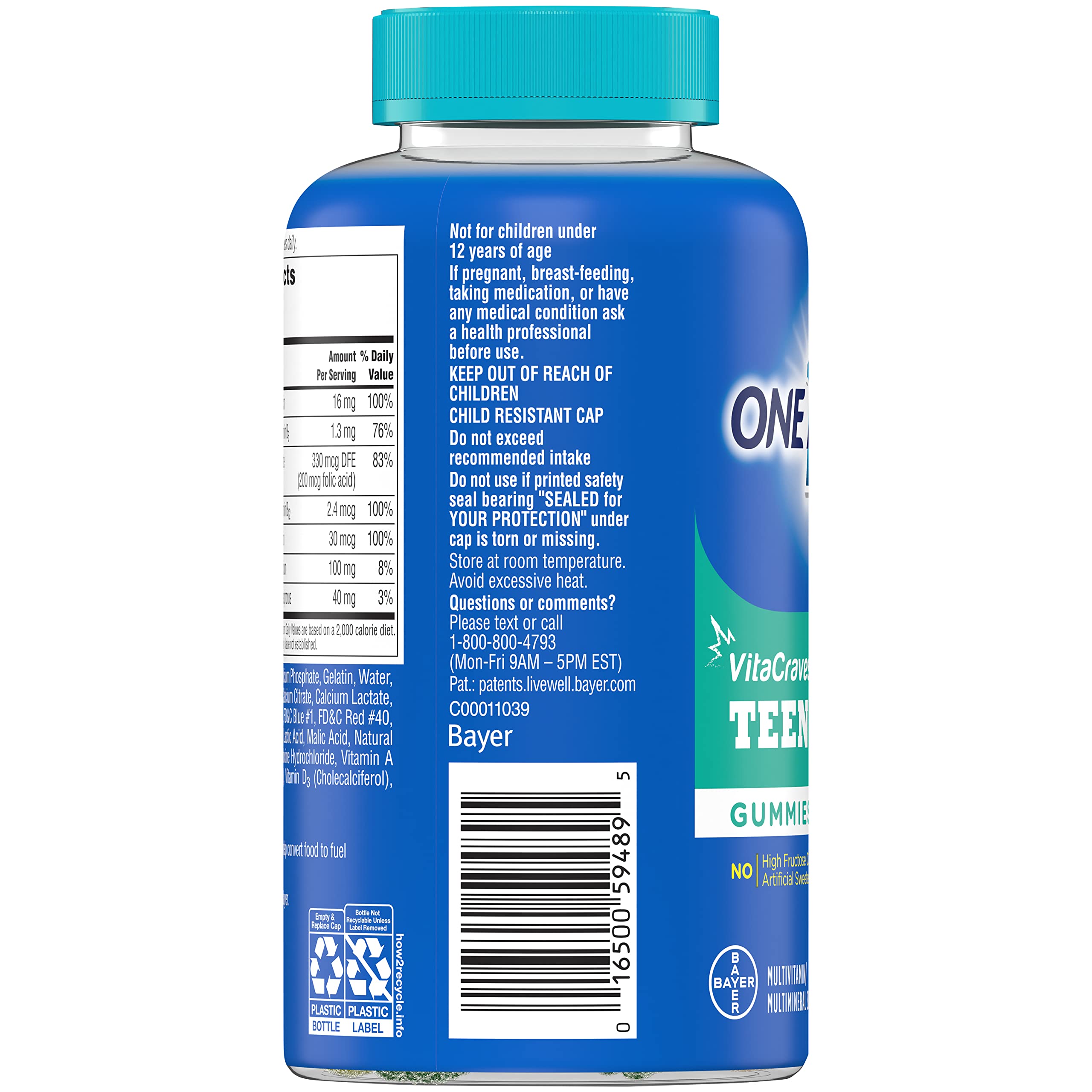 Foto 5 pulgar | Gomitas Multivitamínicas One a Day Teen For Him 150 Unidades - Venta Internacional