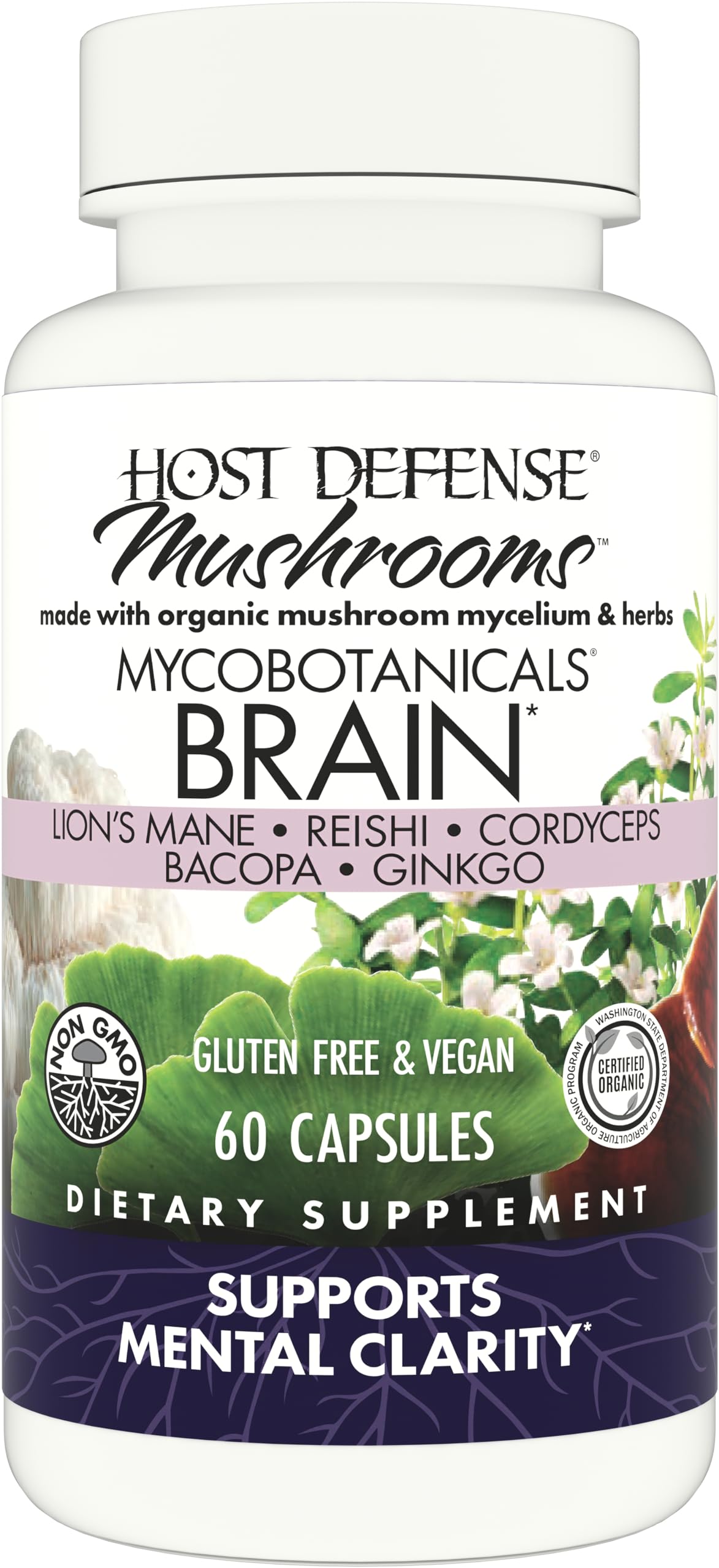 Foto 2 pulgar | Suplemento Host Defense Mycobotanicals Brain 60 Cápsulas - Venta Internacional.