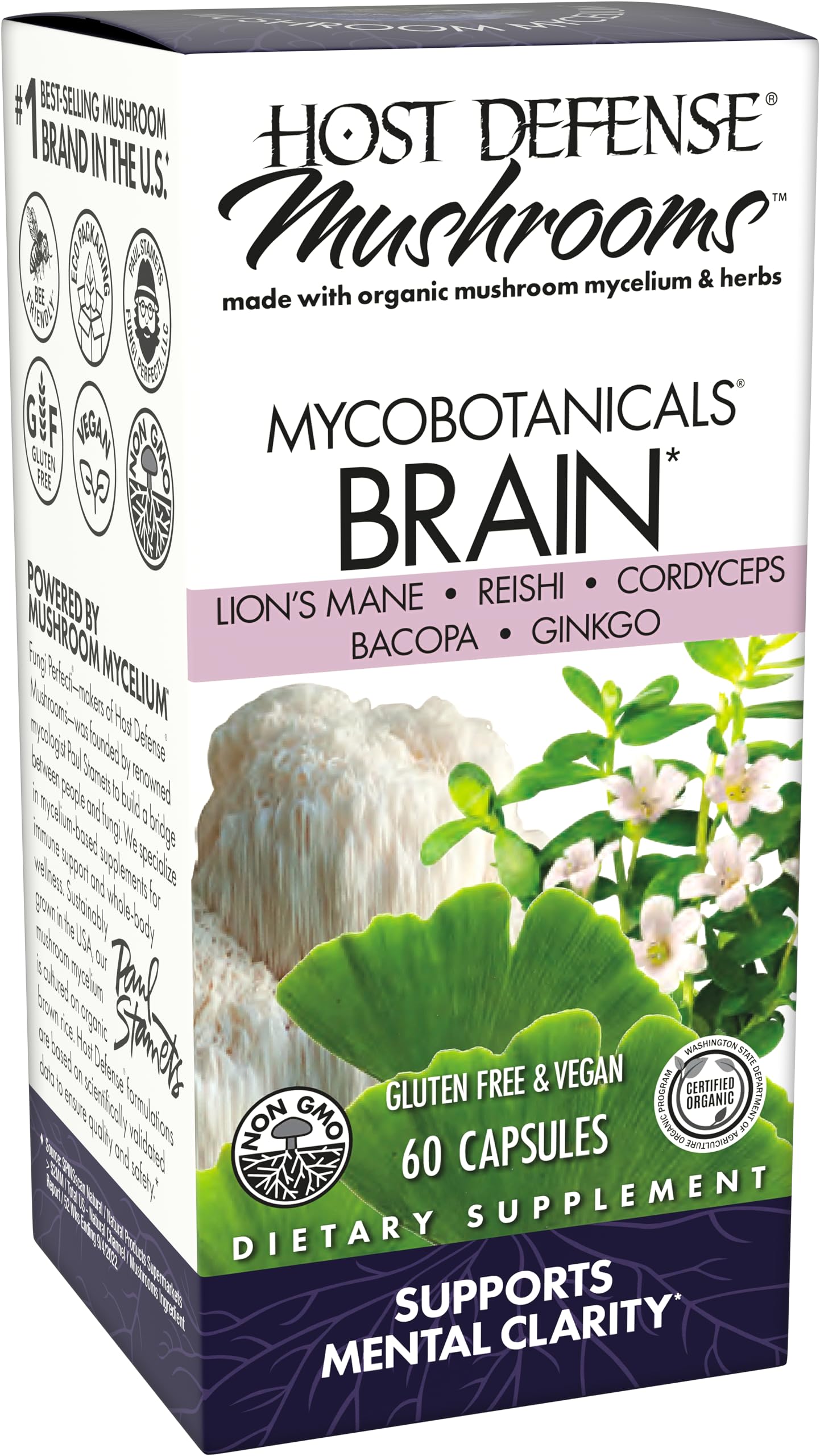 Foto 4 pulgar | Suplemento Host Defense Mycobotanicals Brain 60 Cápsulas - Venta Internacional.